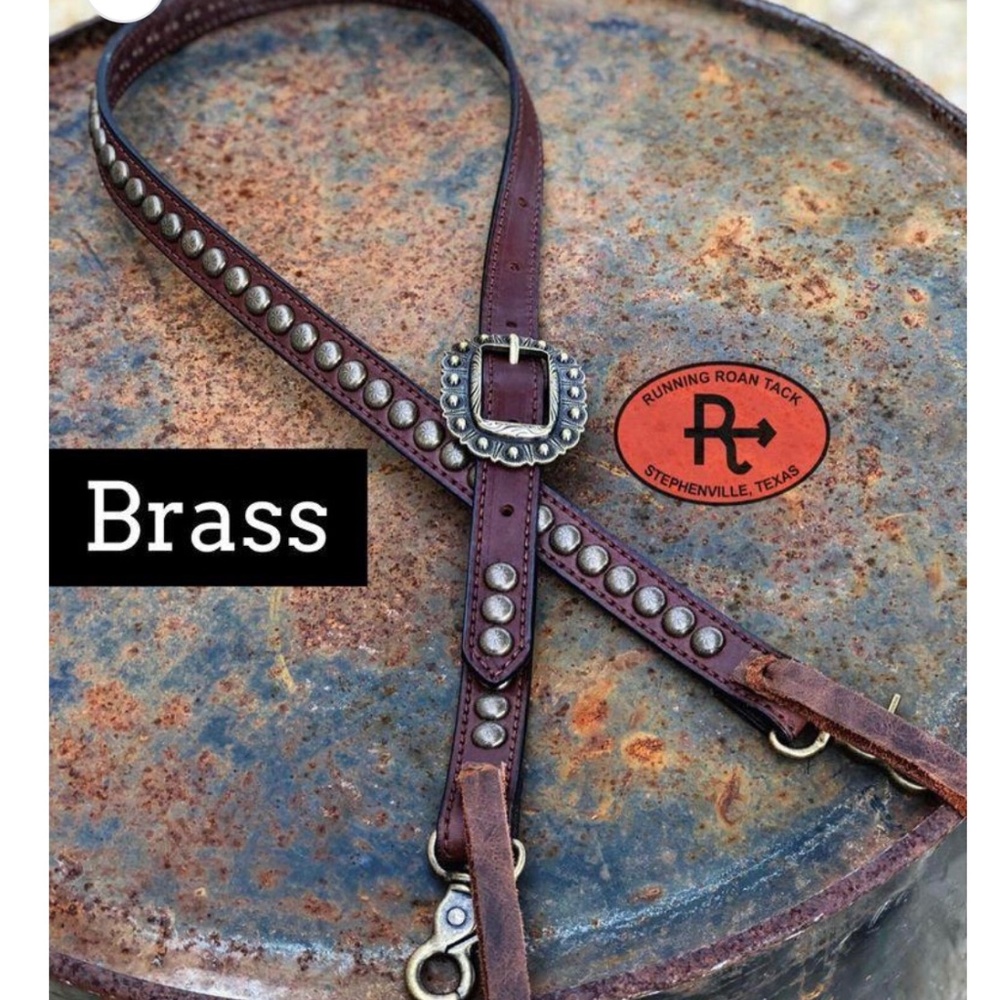 nwt leather brass studded strap